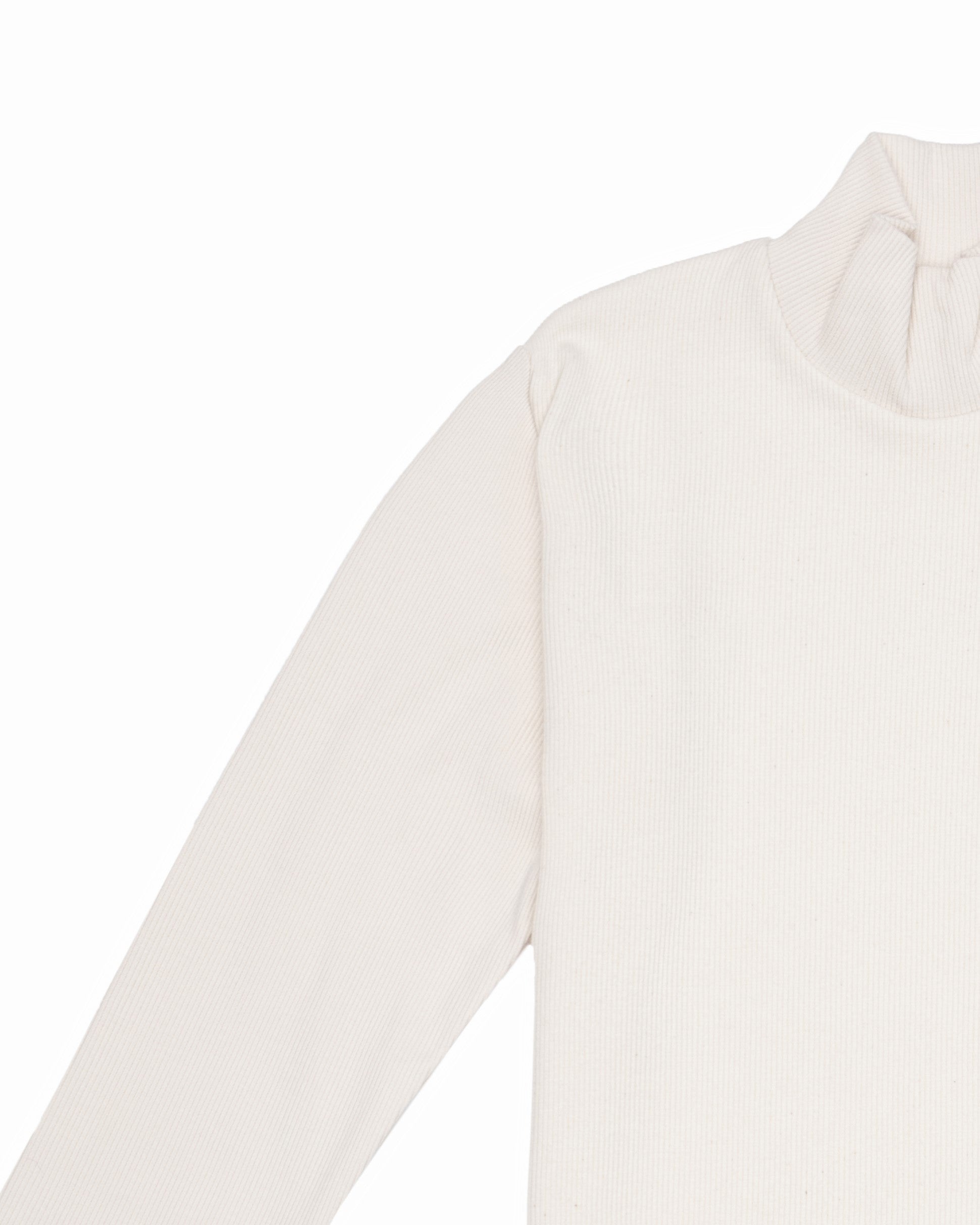 Ribbed Off White Mock Neck Top