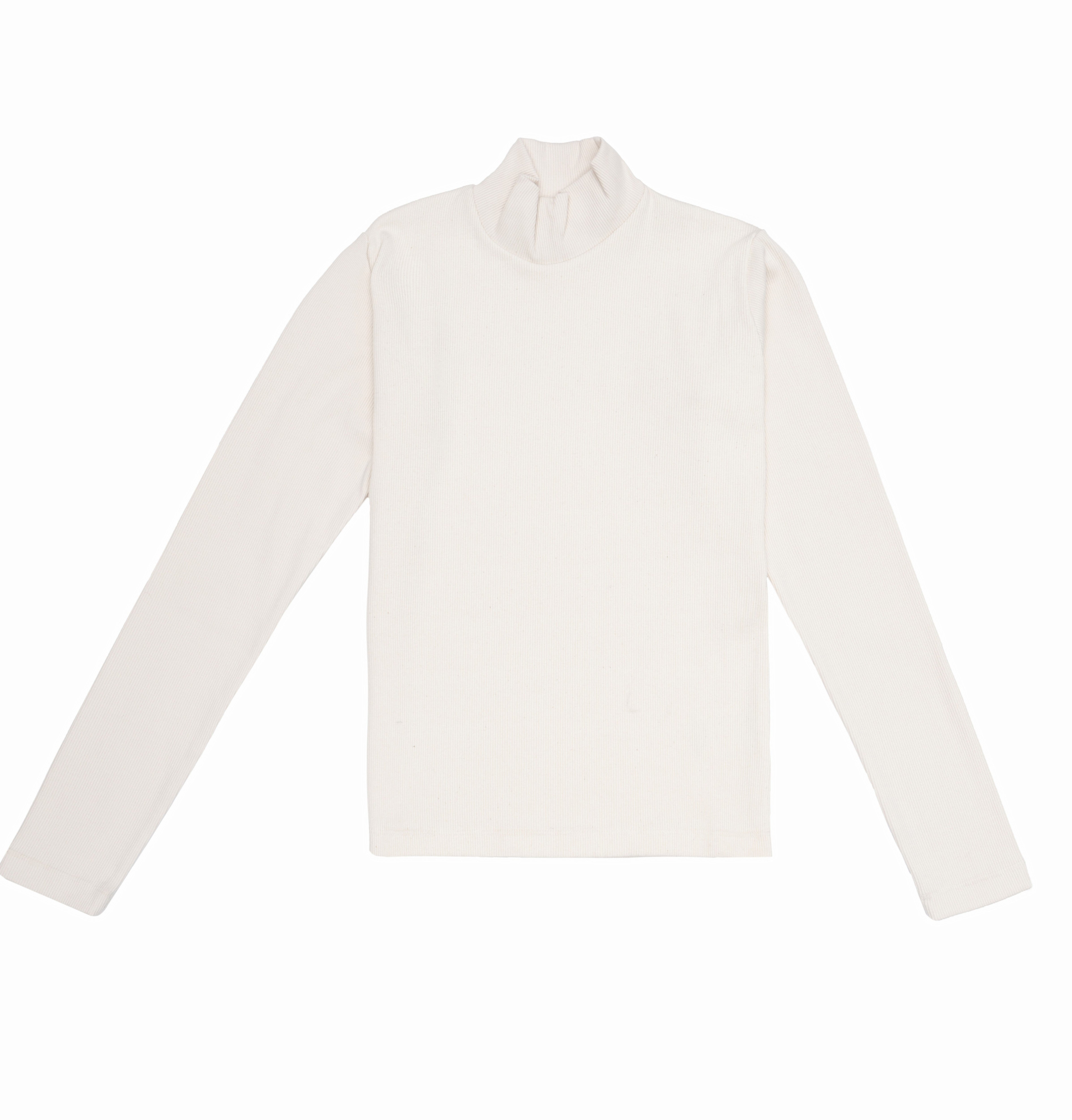 Ribbed Off White Mock Neck Top