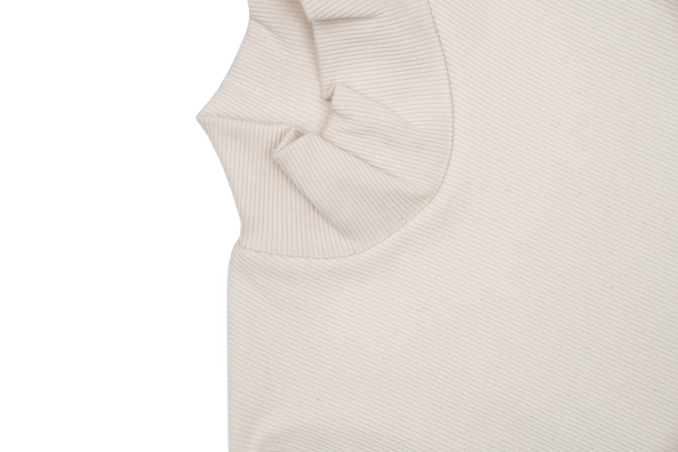 Ribbed Off White Mock Neck Top