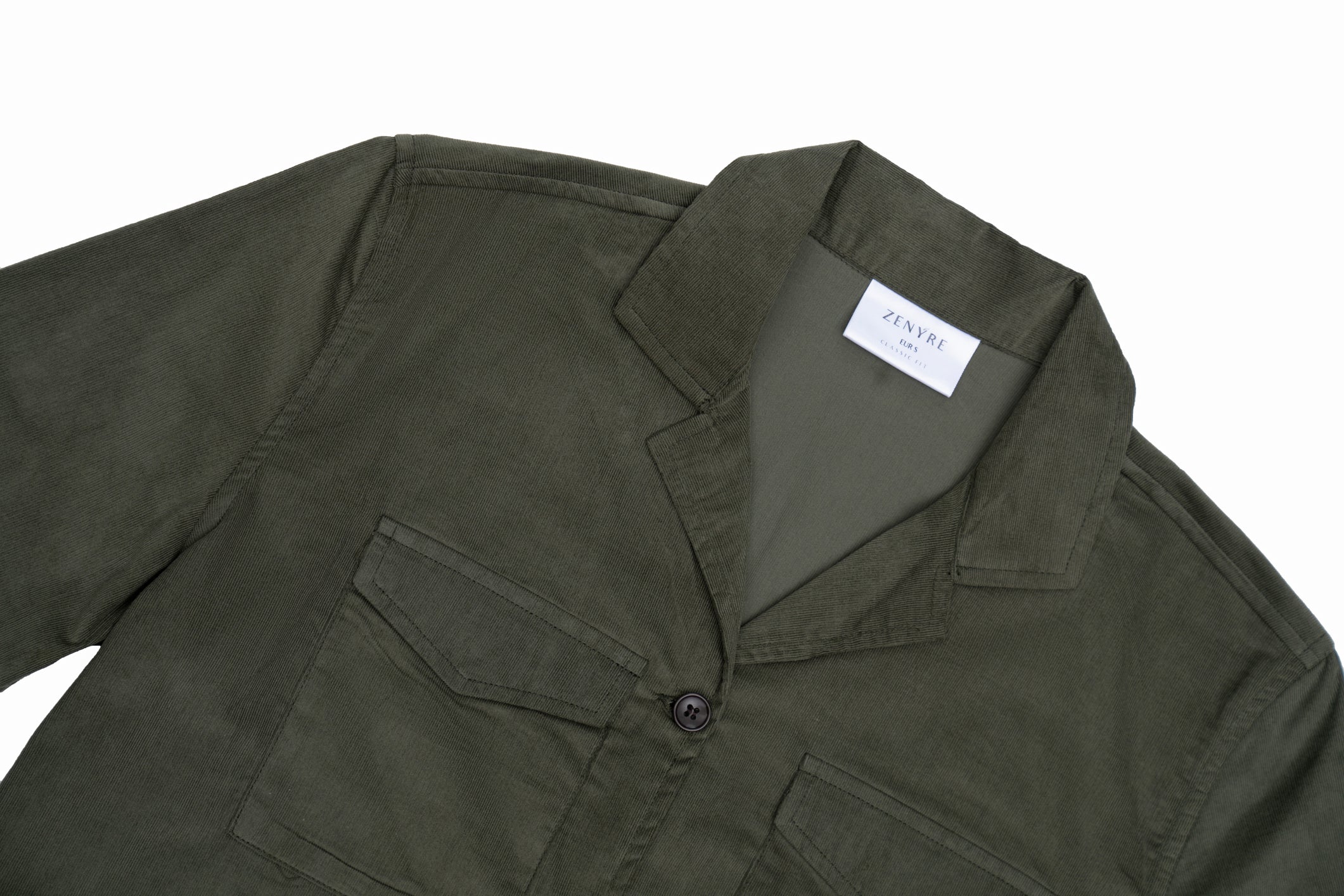 Army Green Corduroy Revere Cropped Shirt