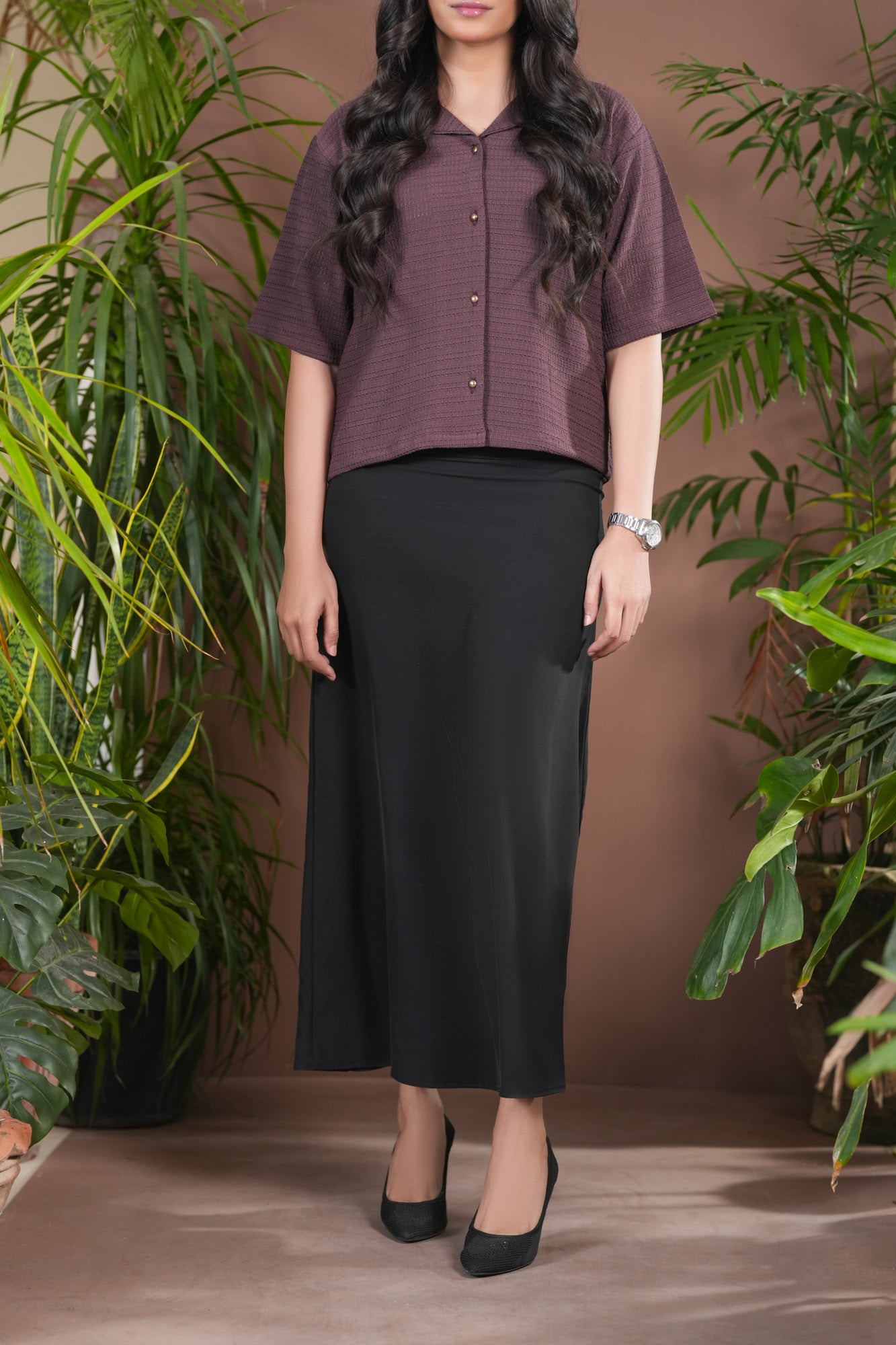 Black Satin Silk Skirt