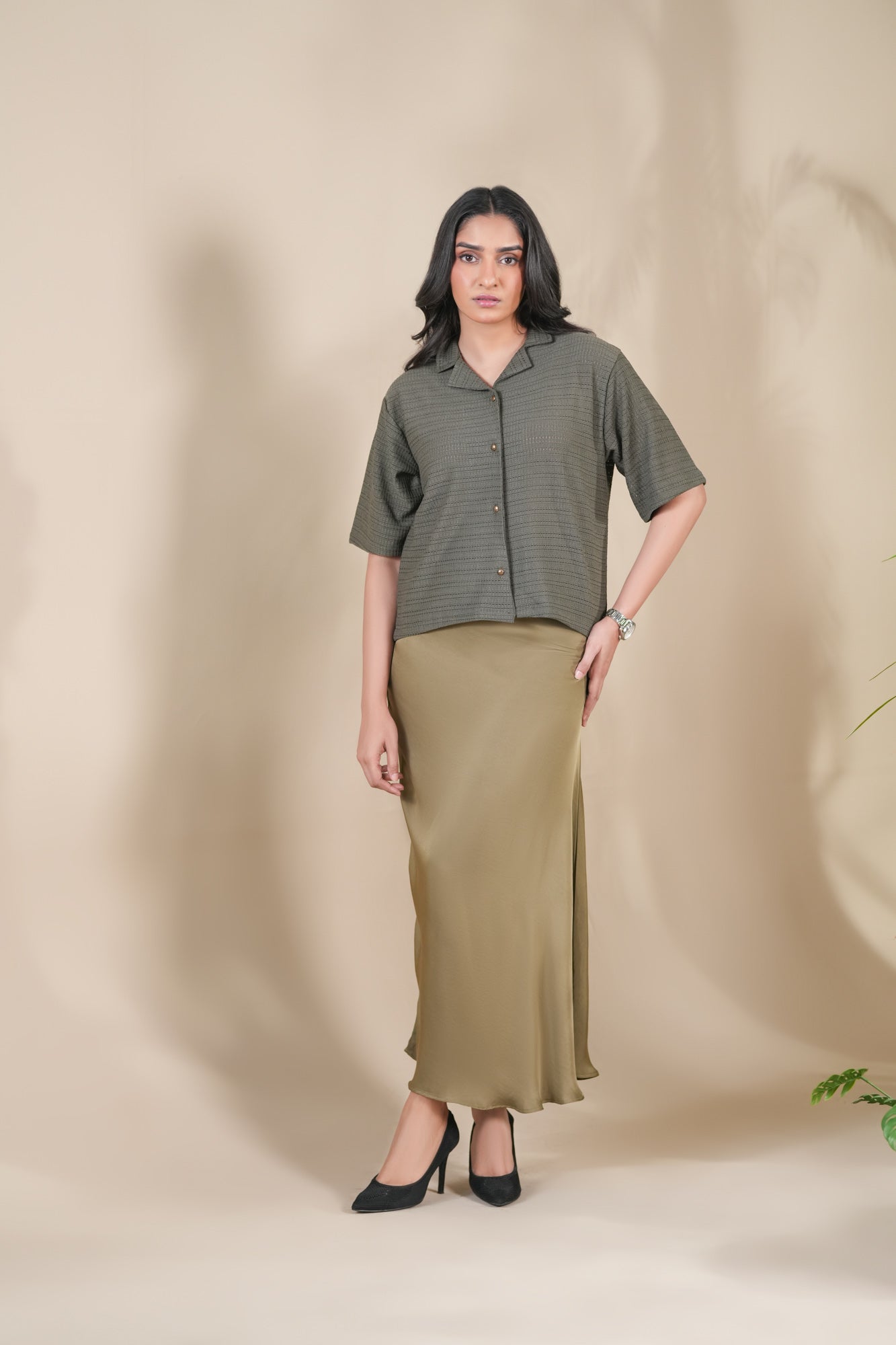 Bronze Satin Silk Skirt