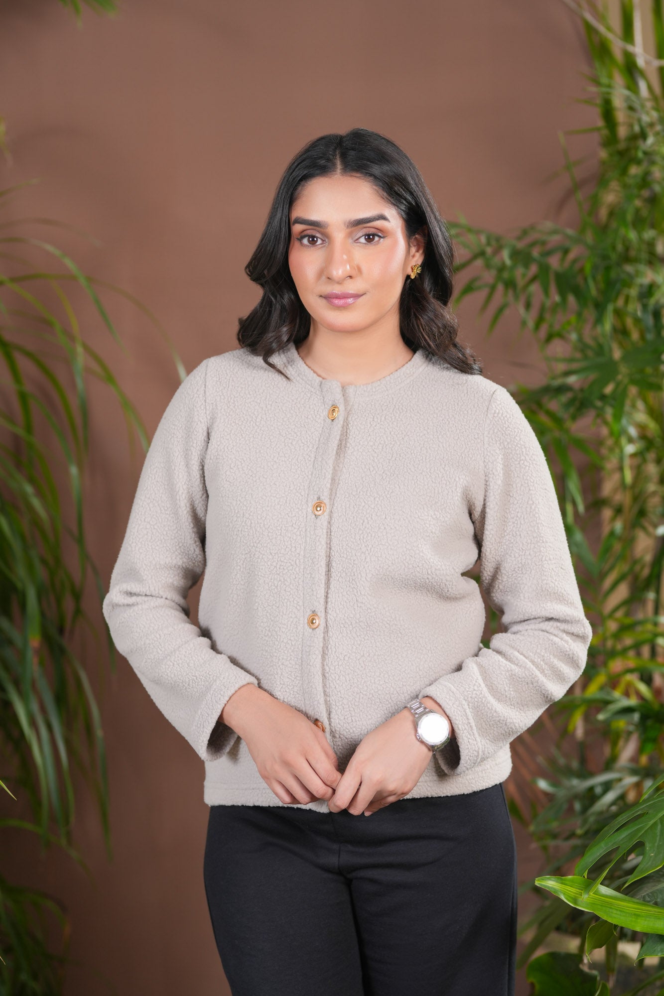 Beige Sherpa Button Down