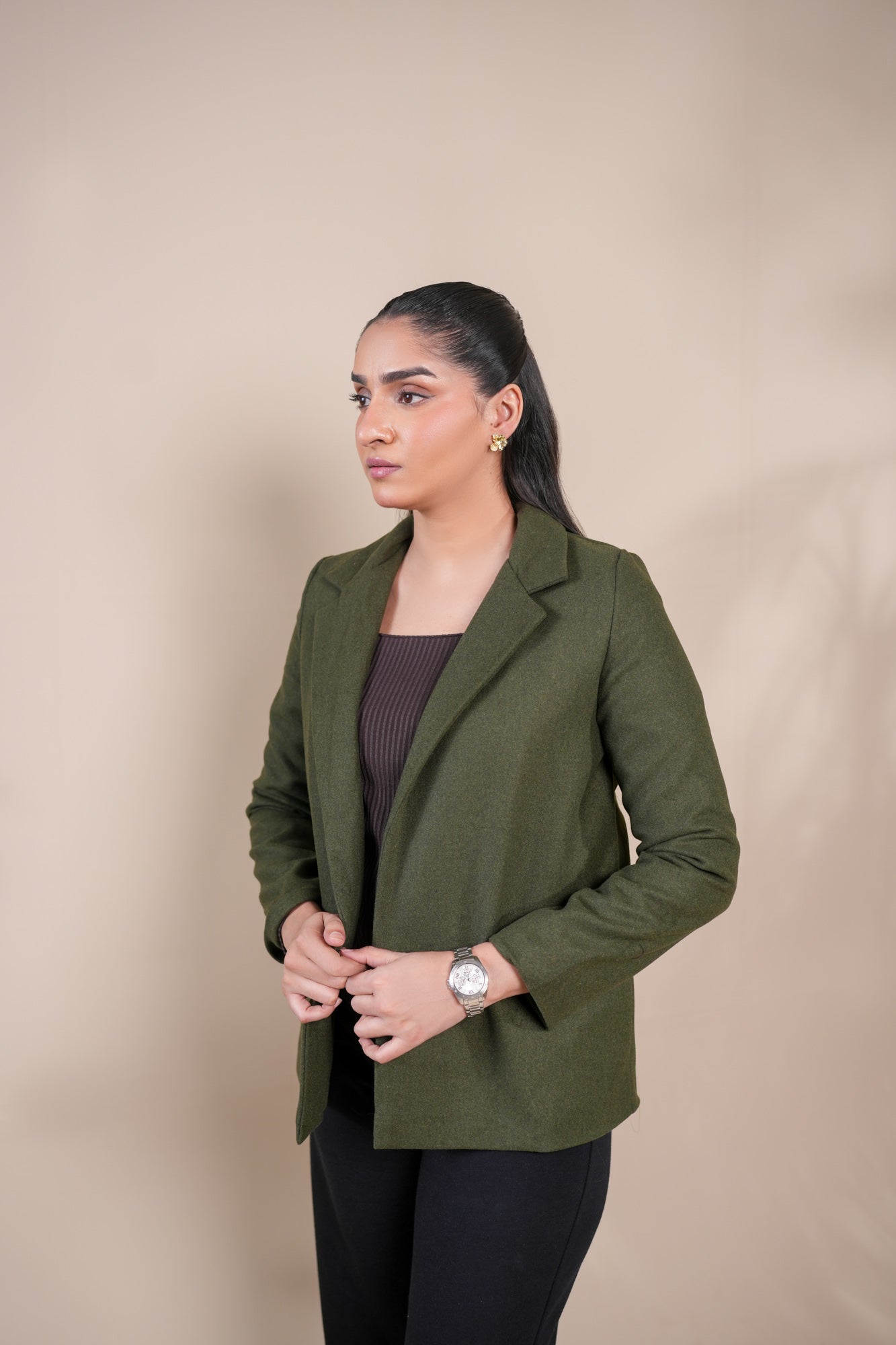 Olive Short Wool Coat