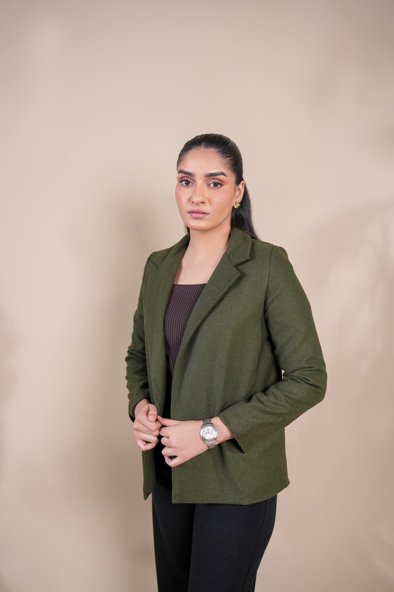 Olive Short Wool Coat