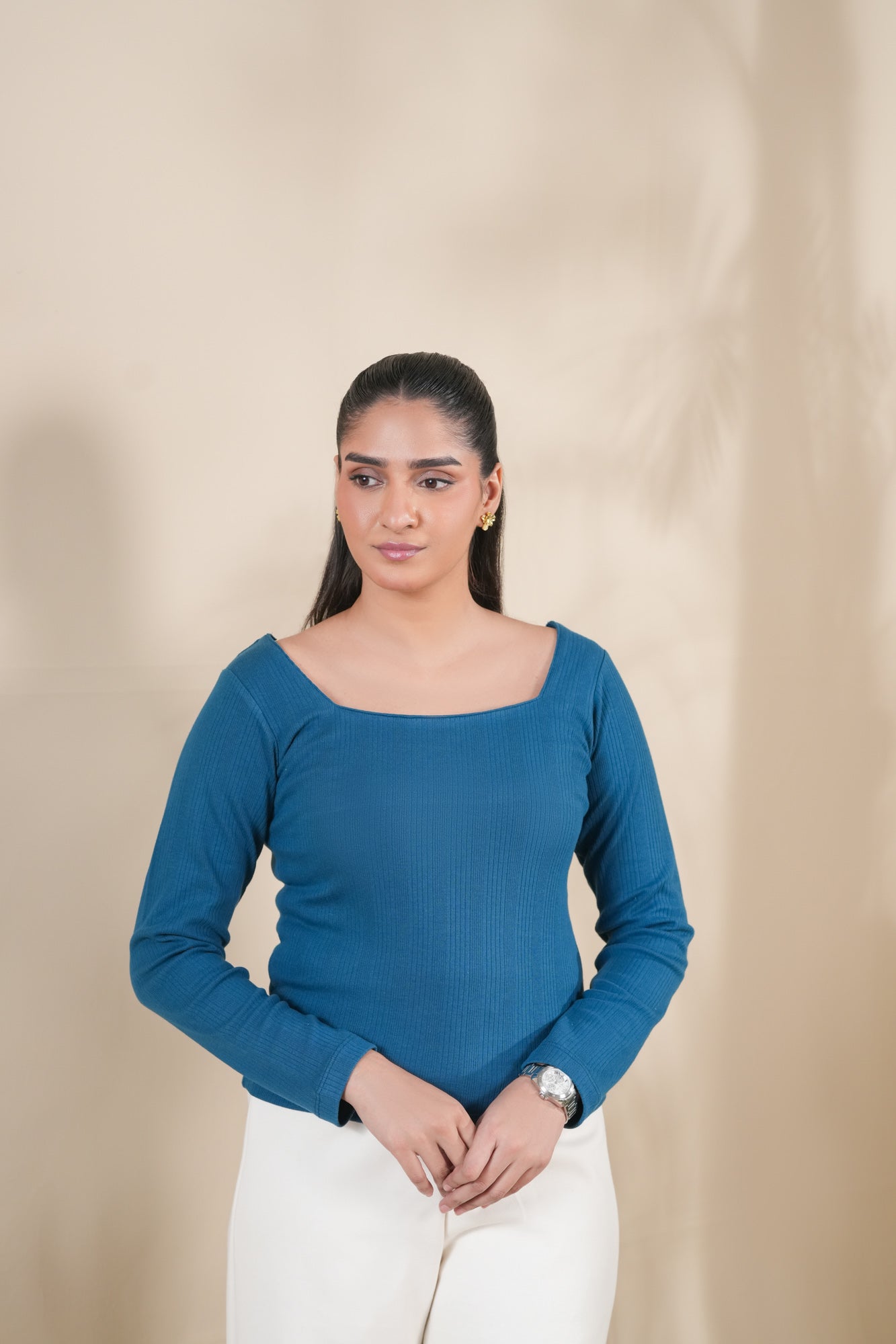 Zinc Drop Needle Square Neck Top