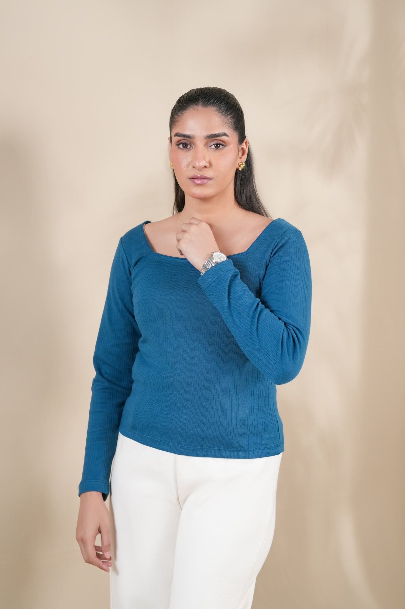 Zinc Drop Needle Square Neck Top