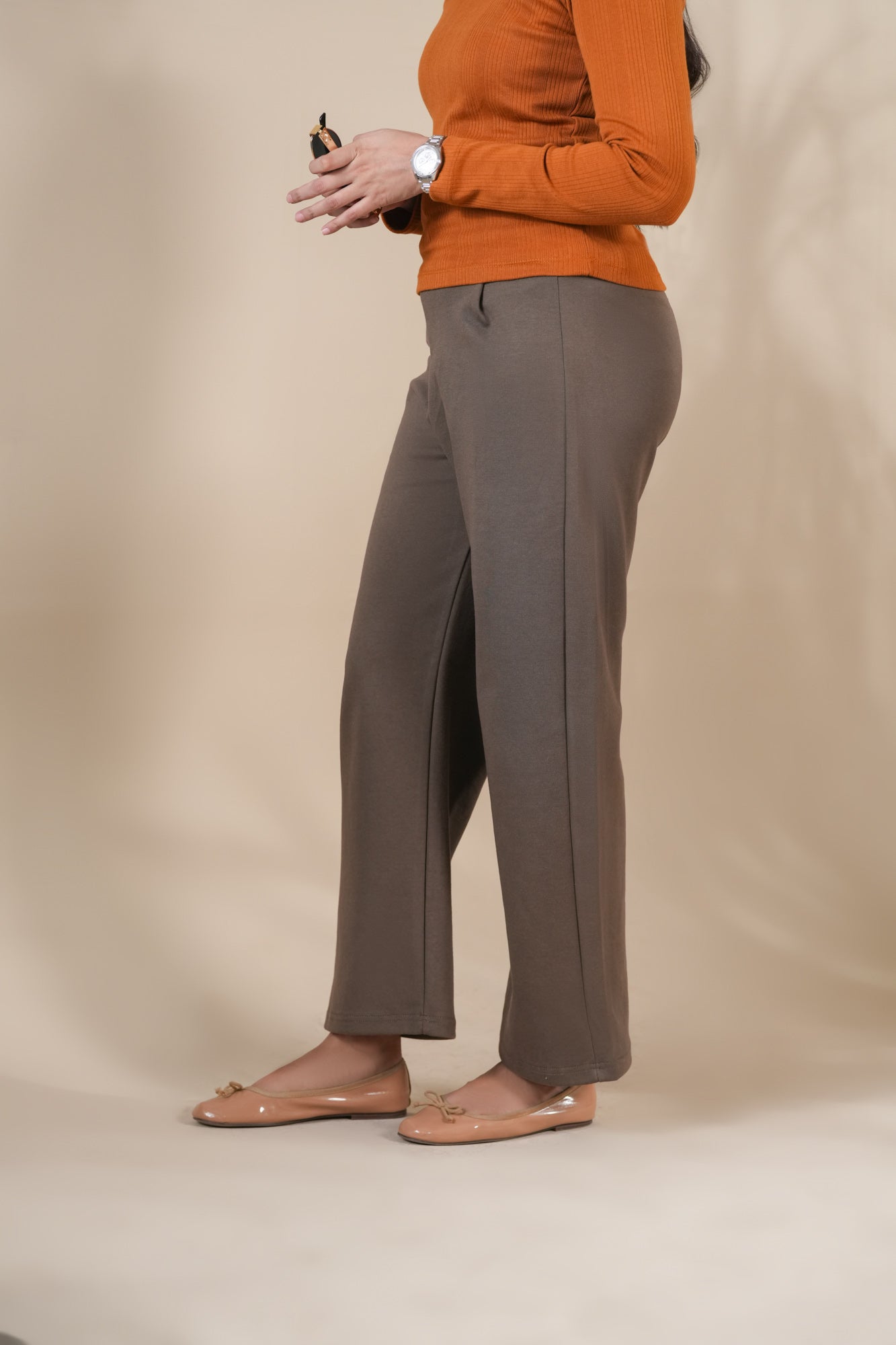Brown Interlock Straight Pants