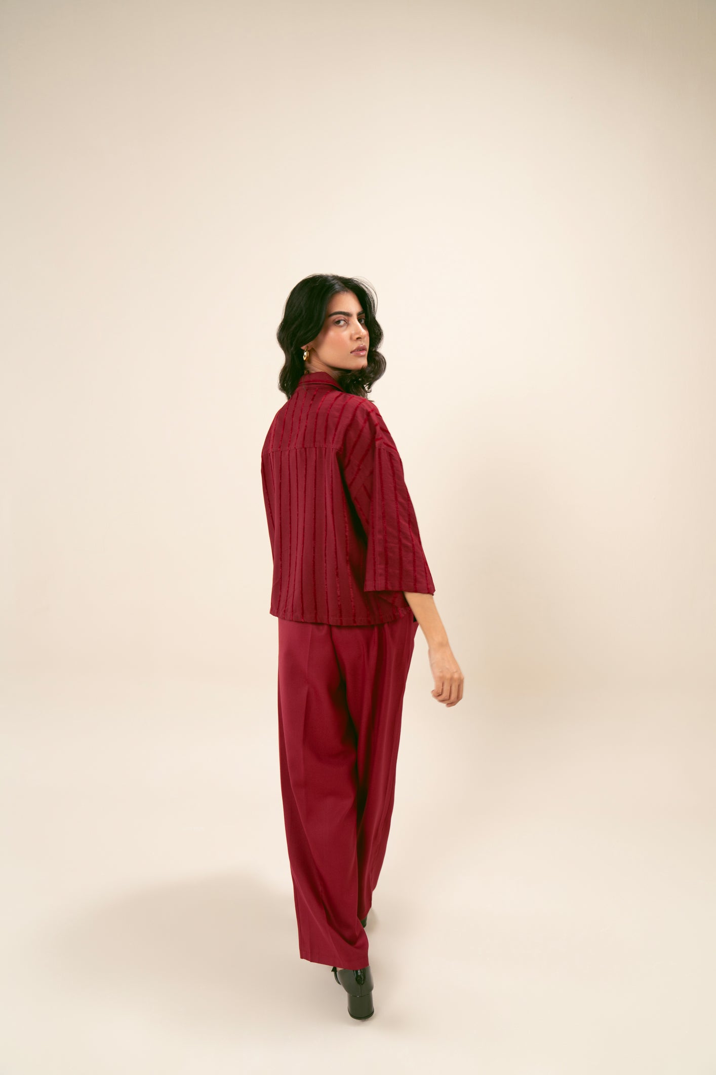 Deep Red Drop Shoulder Co-ord Set