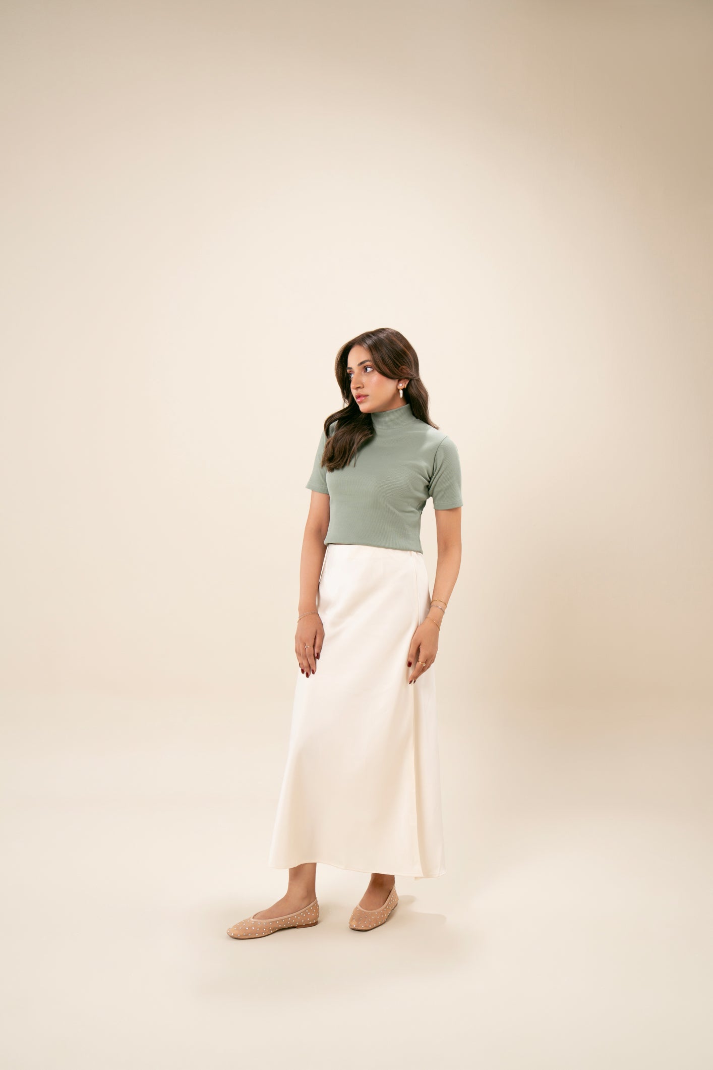 Ribbed Mint Mock Neck Top