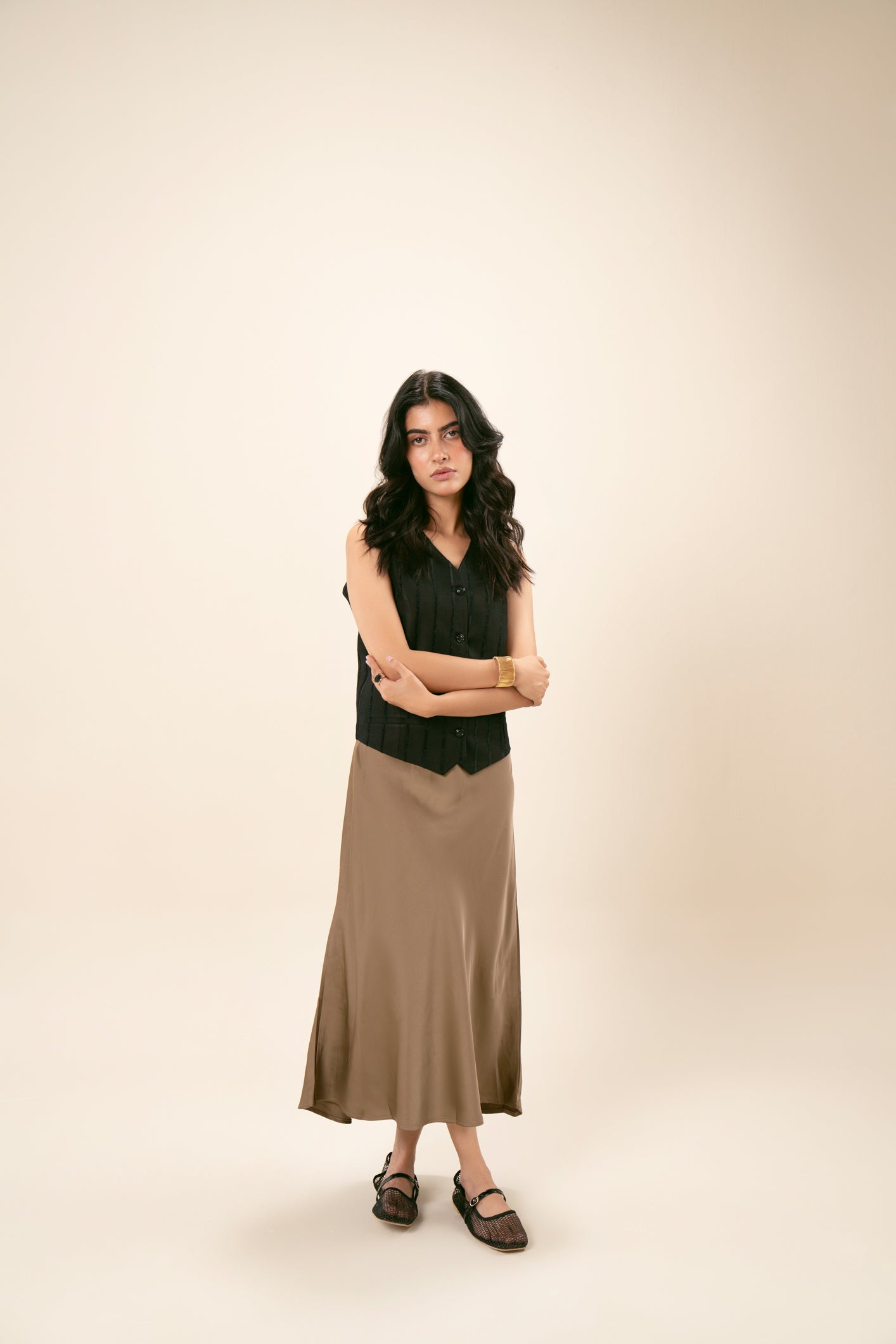 Bronze Satin Silk Skirt