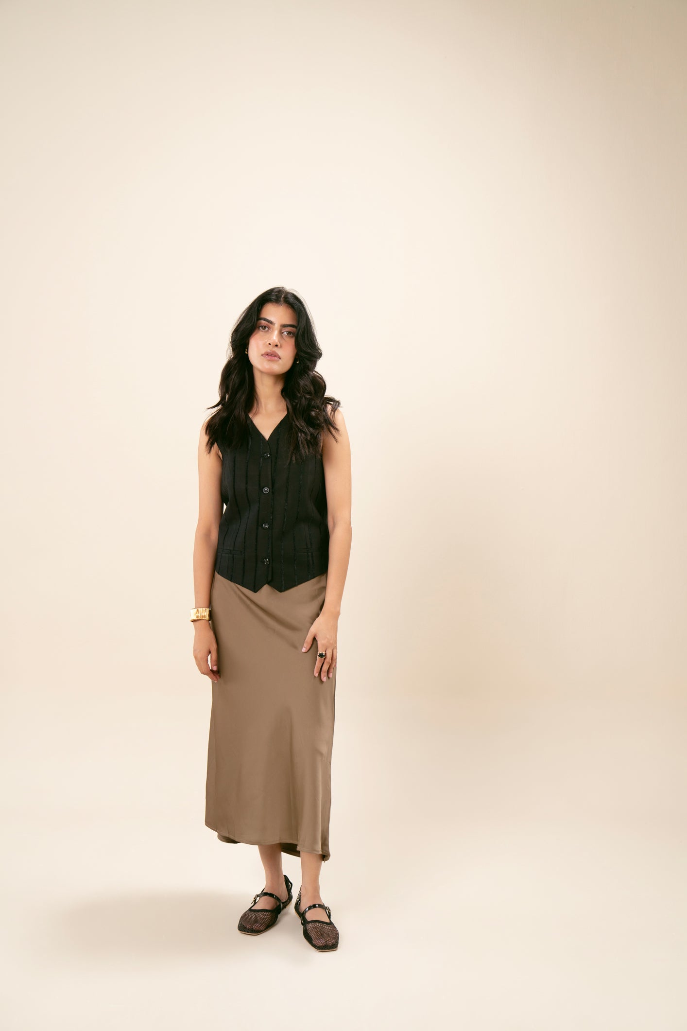 Bronze Satin Silk Skirt